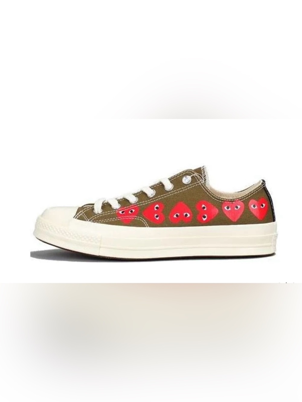Converse x COMME des GARCONS PLAY Chuck 70 Low Multi Heart 'Khaki 
Mens 9